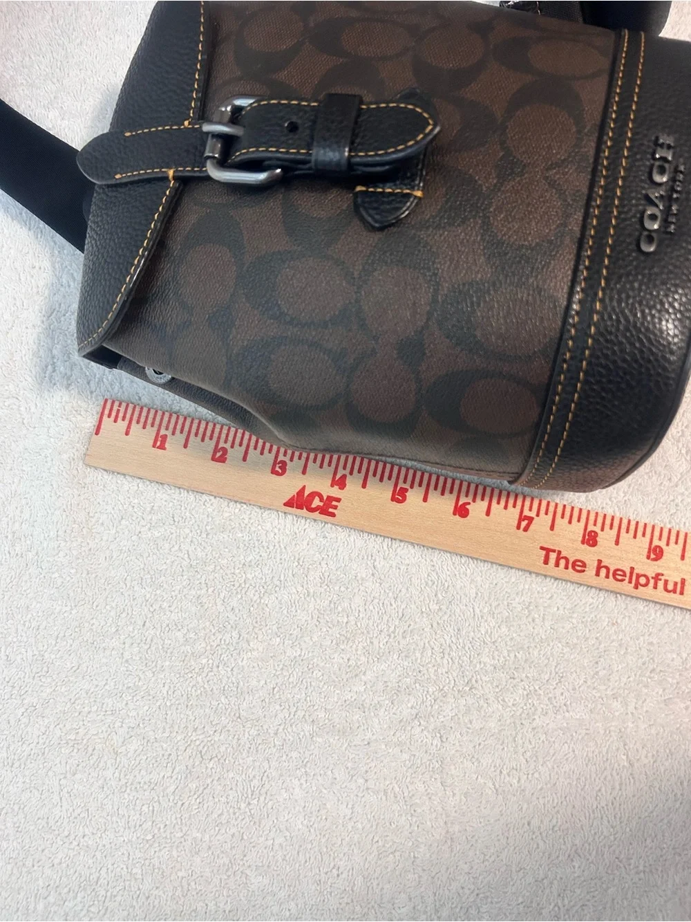 Coach Brown Signature Canvas Leather Trim Backpack / Sling Authentic